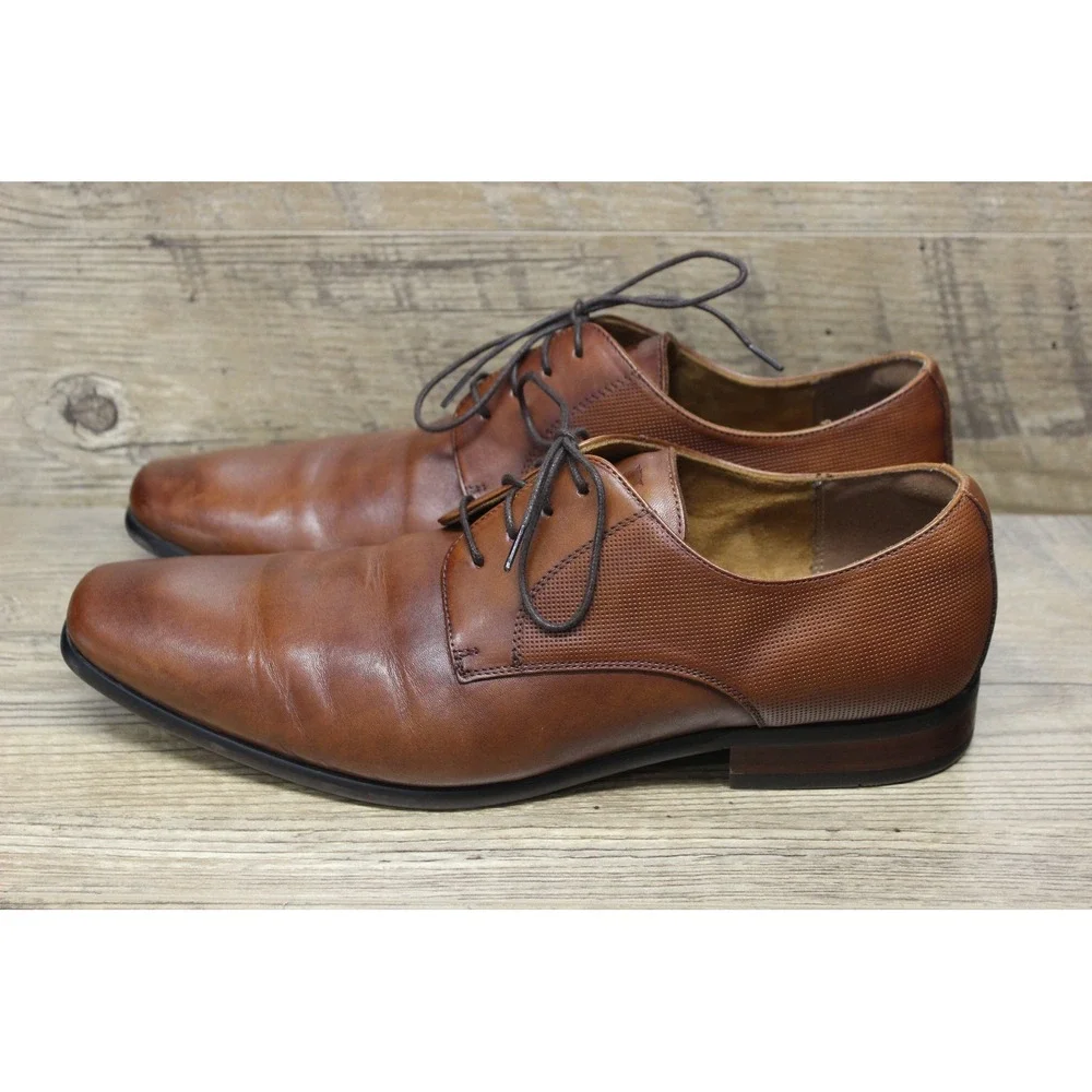 Florsheim Postino Oxford Shoes Men's 12D Cognac Leather Plain Toe Lace Up‎